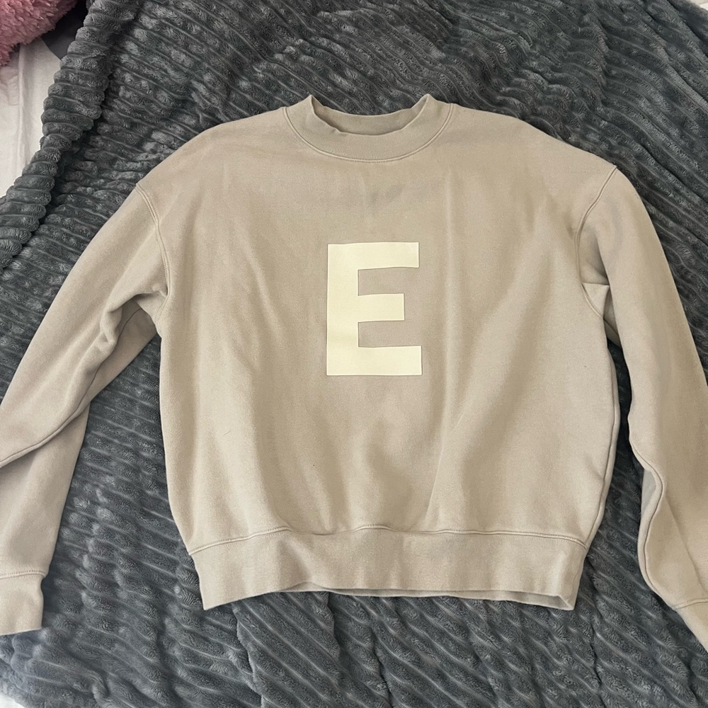 Essentials Light Gray Sweatshirt with Letter Detail